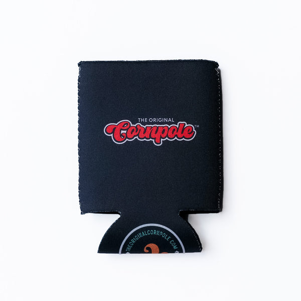 Product shot of the back of 12oz collapsible neoprene standard coolie with The Original Cornpole logo.